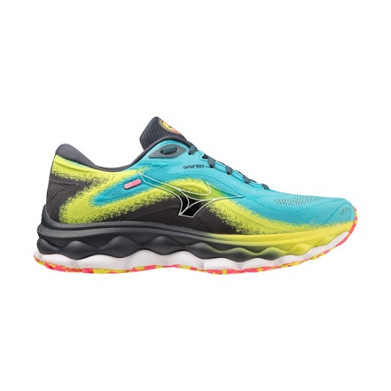 MIZUNO Wave Sky 7 Jet Blue/White/Bolt 2 Neon