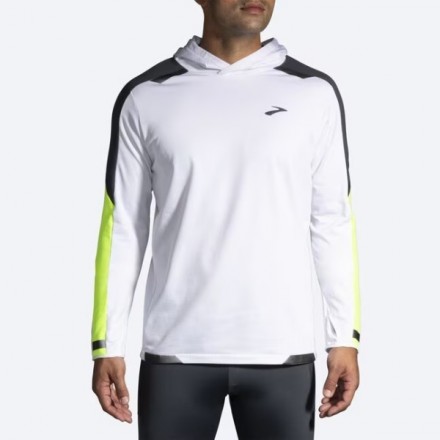 BROOKS RUN VISIBLE THERMAL HOODIE WHITE/ASPHALT/NIGHTLIFE