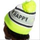 BROOKS HERITAGE POM BEANIE RUN HAPPY WHITE