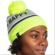 BROOKS HERITAGE POM BEANIE RUN HAPPY WHITE