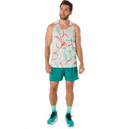 ASICS ROAD ALL OVER PRINT SINGLET- Birch