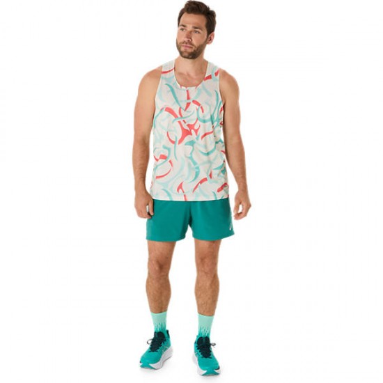 ASICS ROAD ALL OVER PRINT SINGLET- Birch