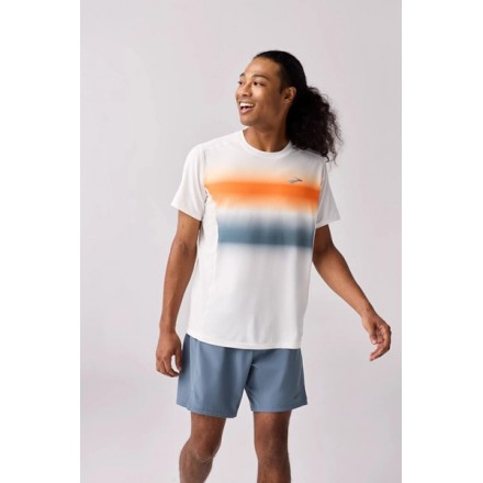 BROOKS ATMOSPHERE SHORT SLEEVE 3-WHITE/SHADOW STRIPE