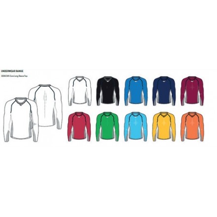 MIZUNO TEAM LONG SLEEVE UNDERWEAR-02 WHITE-09 BLACK-14 NAVY-22 ROYAL-85 ORANGE FLUO