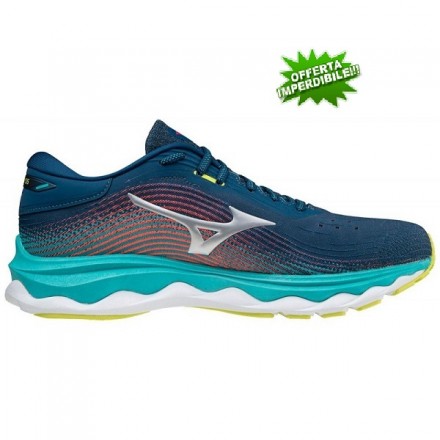 MIZUNO WAVE SKY 5 Gibraltar Sea/Silver/Ignition Red