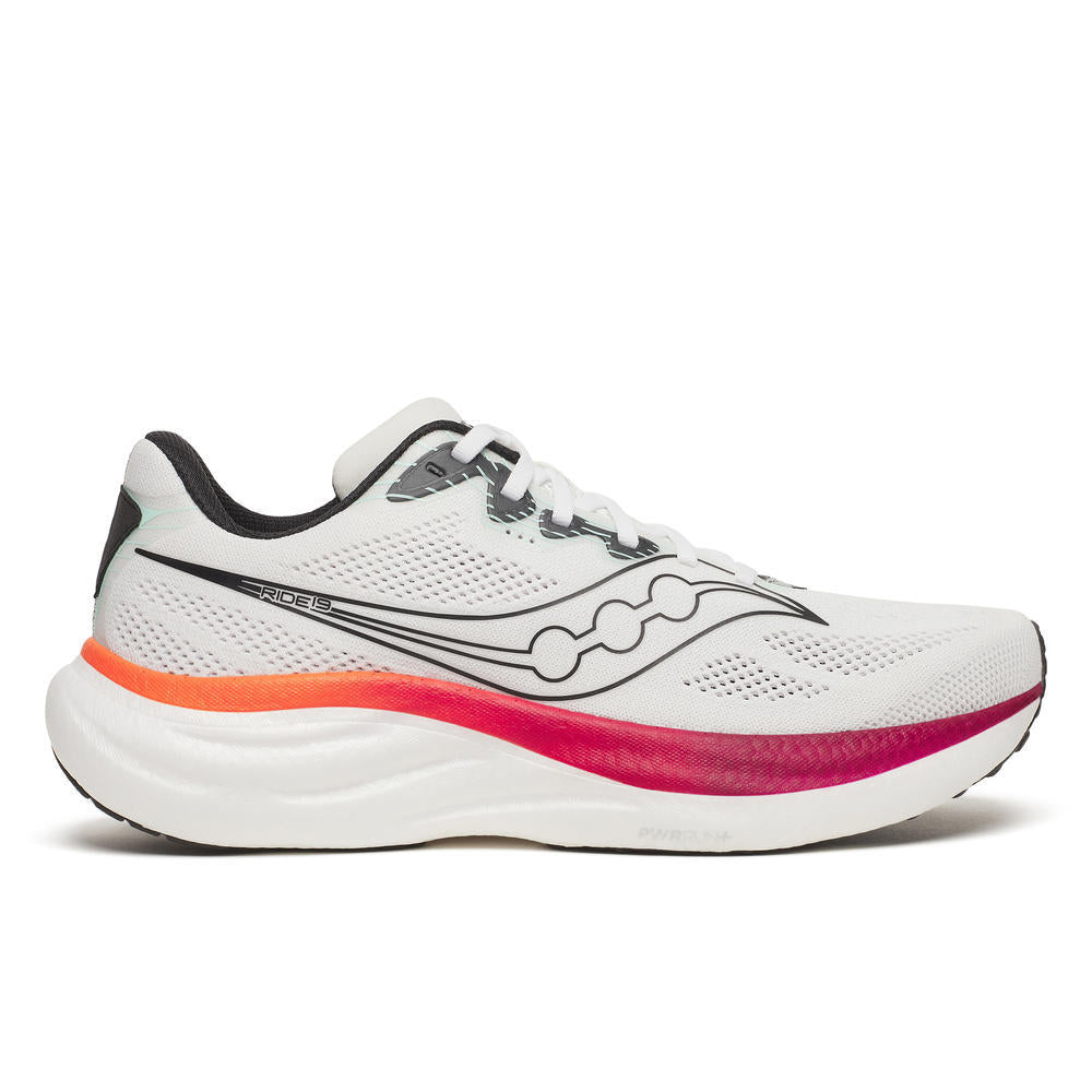 SAUCONY RIDE 19  Men's-
145 BLACK/PEWTER/
172 WHITE/CRIMSON
